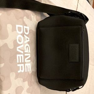 Dagne Dover black cross body bag.  Dimensions are: 10L x 6H x 4W. Dust bag.
